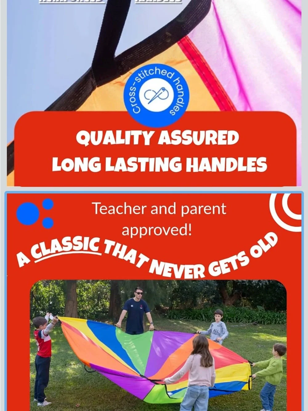 New! 12 ft. Multicolor Kids Play Parachute
